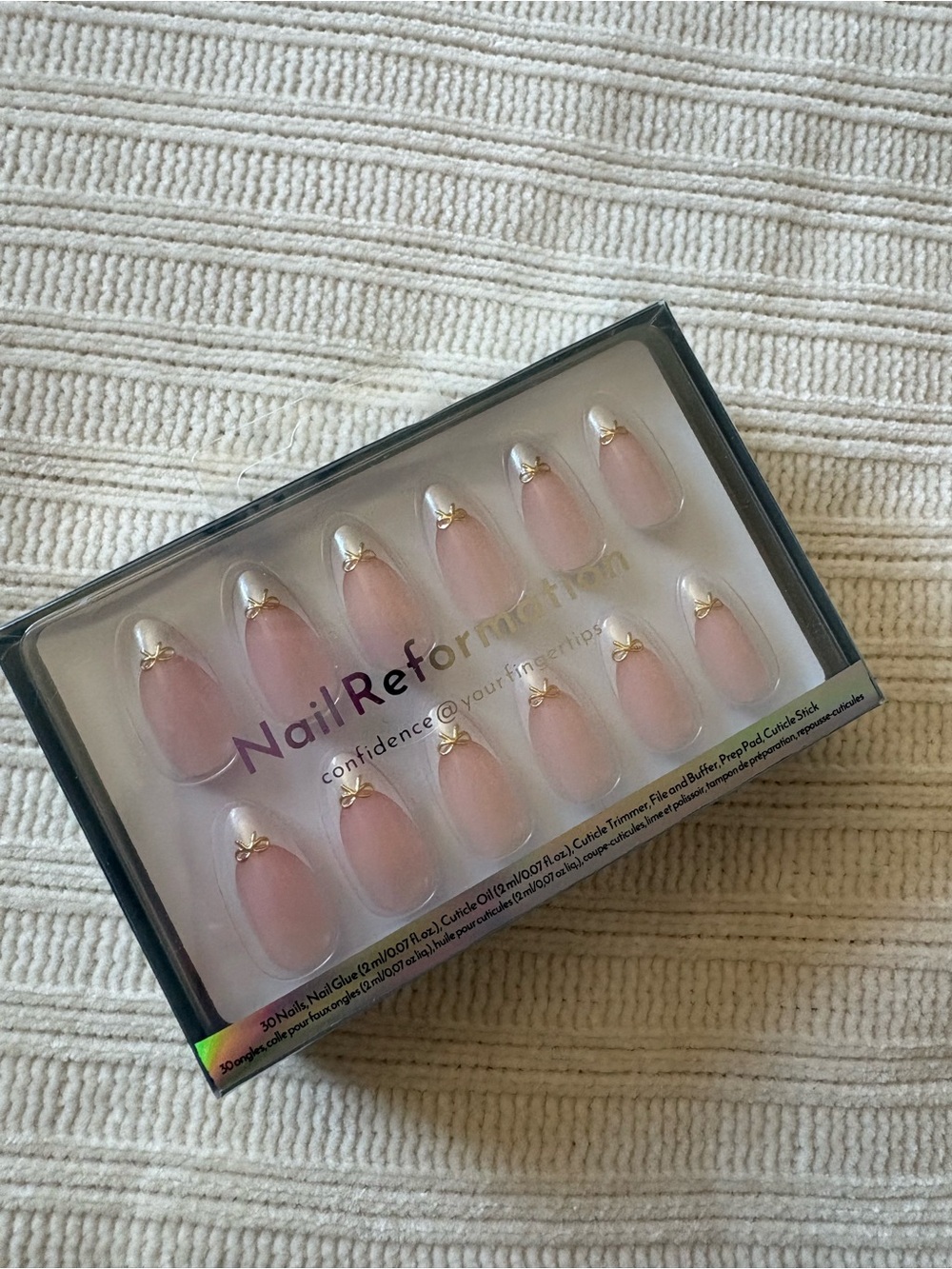 Nail Reformation PinkFrench Press-On Nails with Gold Accent